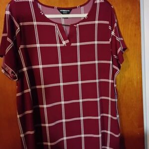 Women's Burgundy Checkered Blouse